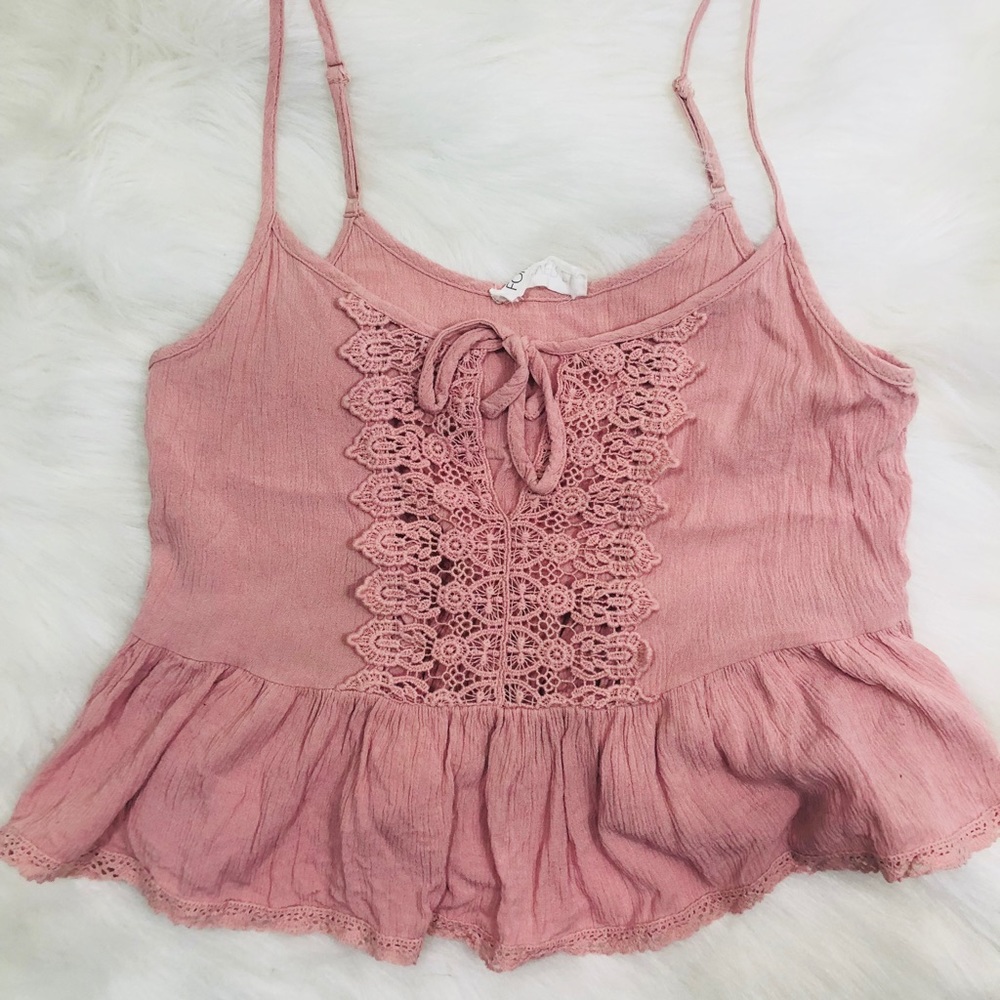 Forever 21 Blush crochet spaghetti strap crop top